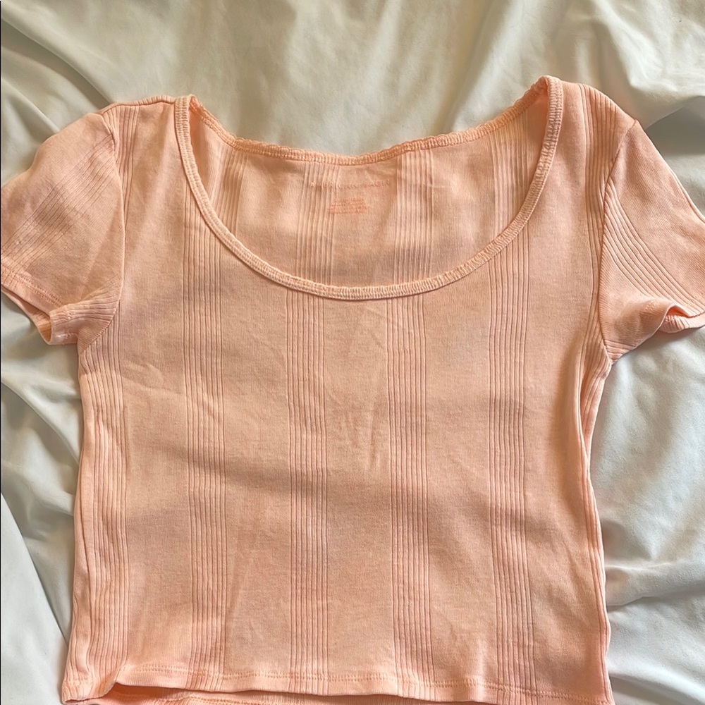 American Eagle Outfitters Peach Ribbed Crop Top